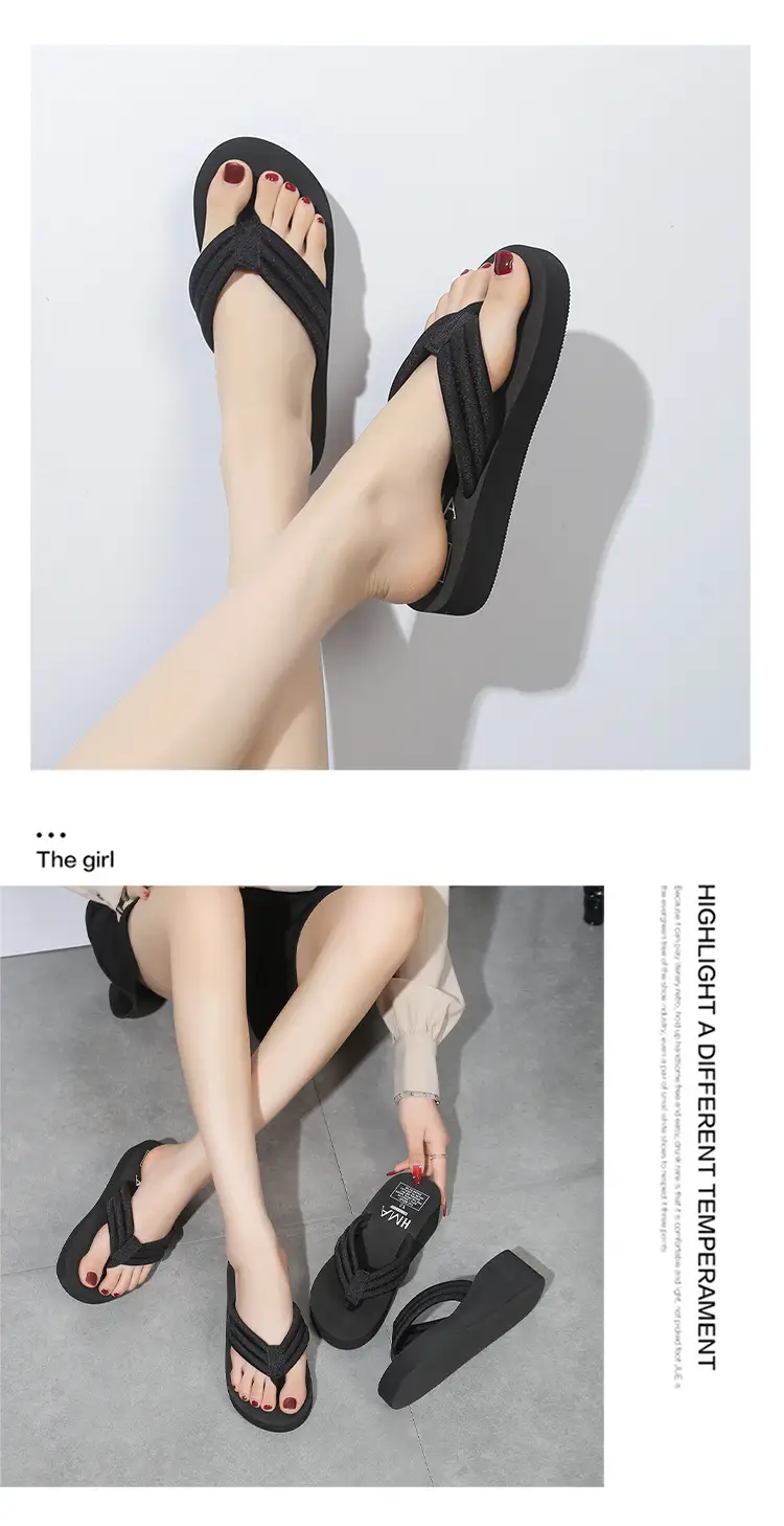 Summer Non-slip Flip-flops Women's Summer Thick-soled Fashionable Outer Wearing Slippers Women's Outer Height Increasing Herringbone New Style Beach Instagram Popular — feature 14
