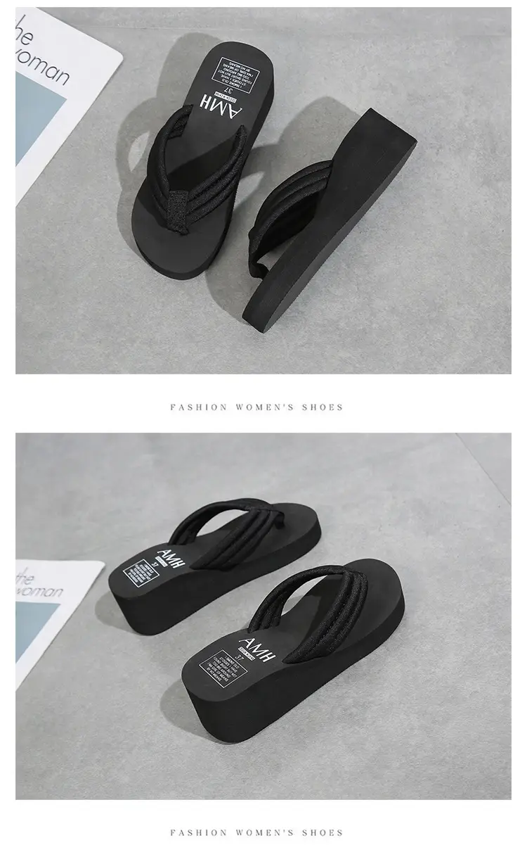 Summer Non-slip Flip-flops Women's Summer Thick-soled Fashionable Outer Wearing Slippers Women's Outer Height Increasing Herringbone New Style Beach Instagram Popular — feature 16