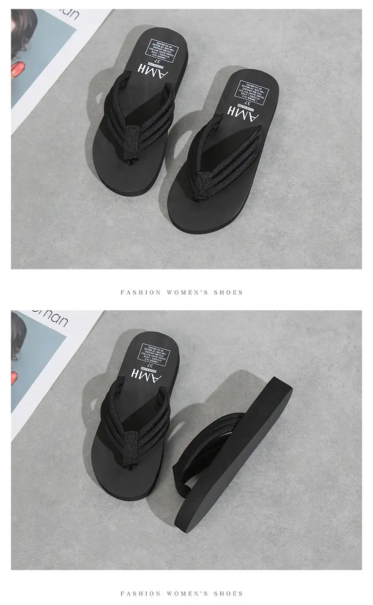 Summer Non-slip Flip-flops Women's Summer Thick-soled Fashionable Outer Wearing Slippers Women's Outer Height Increasing Herringbone New Style Beach Instagram Popular — feature 17