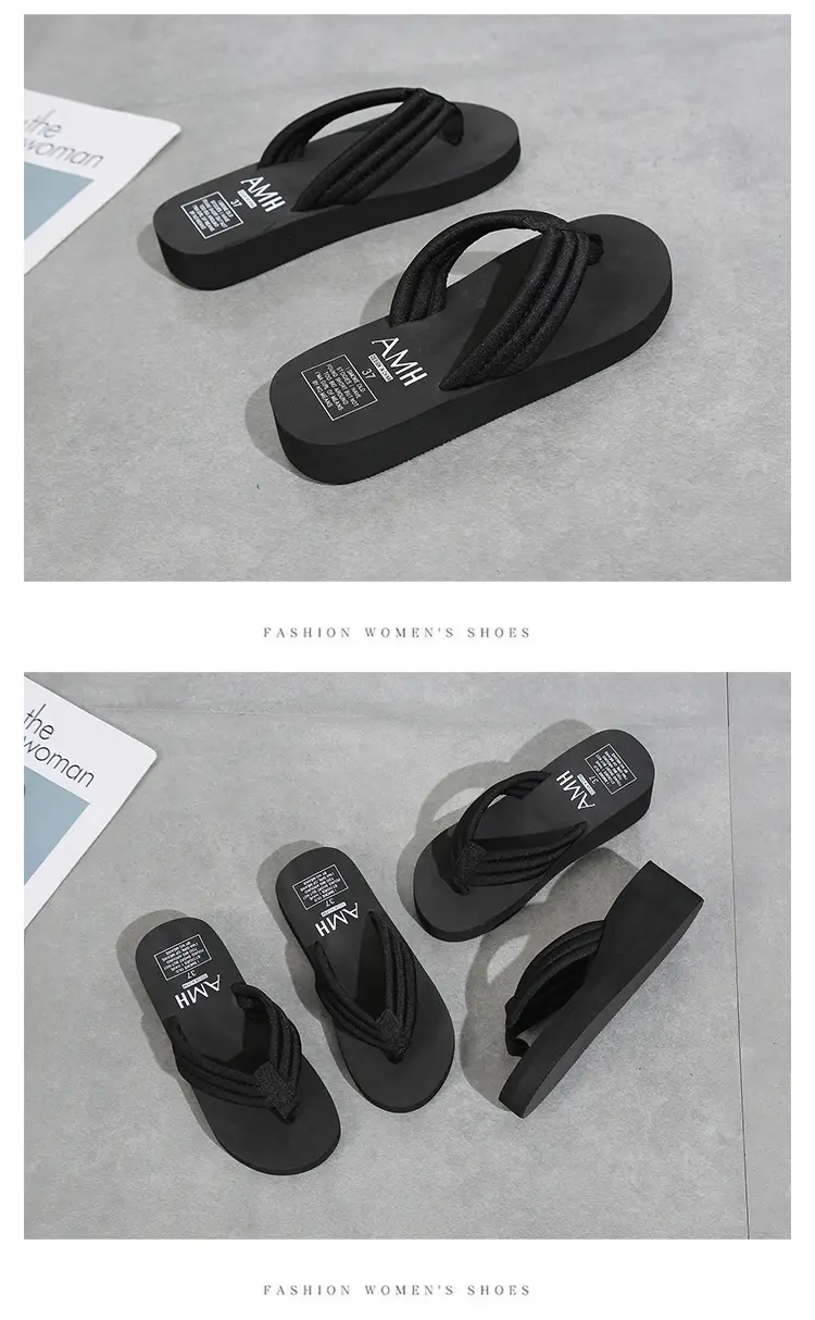 Summer Non-slip Flip-flops Women's Summer Thick-soled Fashionable Outer Wearing Slippers Women's Outer Height Increasing Herringbone New Style Beach Instagram Popular — feature 18