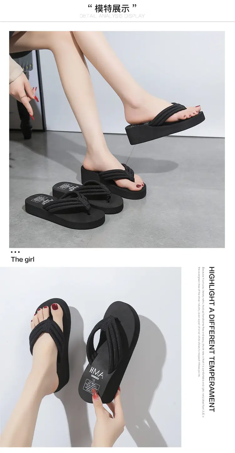 Summer Non-slip Flip-flops Women's Summer Thick-soled Fashionable Outer Wearing Slippers Women's Outer Height Increasing Herringbone New Style Beach Instagram Popular — feature 8