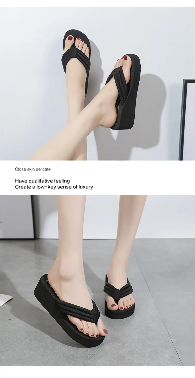 Summer Non-slip Flip-flops Women's Summer Thick-soled Fashionable Outer Wearing Slippers Women's Outer Height Increasing Herringbone New Style Beach Instagram Popular — feature 9