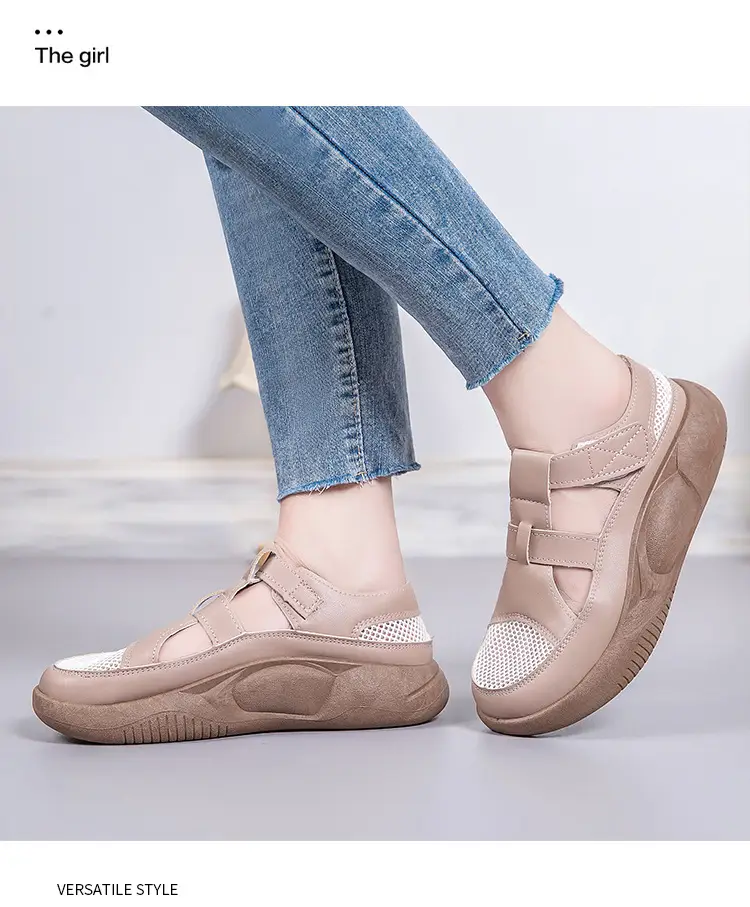 Women's 2025 Hollow White Sandals with Velcro Strap — feature 21