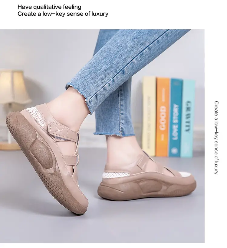 Women's 2025 Hollow White Sandals with Velcro Strap — feature 22