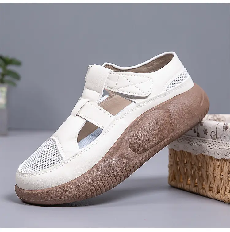 Women's 2025 Hollow White Sandals with Velcro Strap — feature 23
