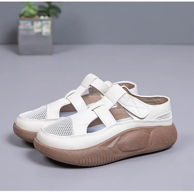 Women's 2025 Hollow White Sandals with Velcro Strap — feature 24