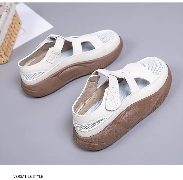 Women's 2025 Hollow White Sandals with Velcro Strap — feature 25