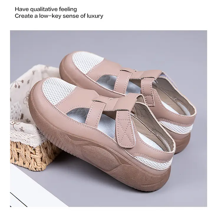 Women's 2025 Hollow White Sandals with Velcro Strap — feature 26