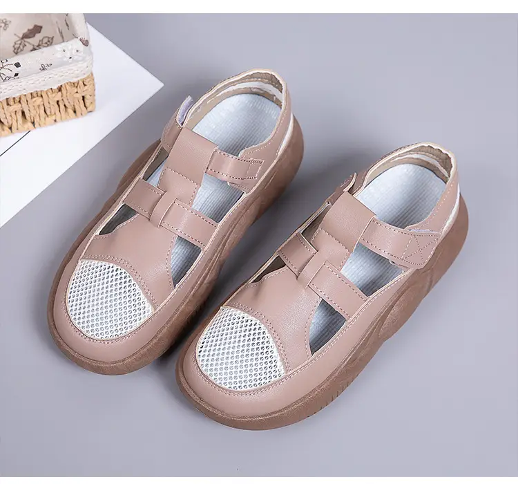Women's 2025 Hollow White Sandals with Velcro Strap — feature 27