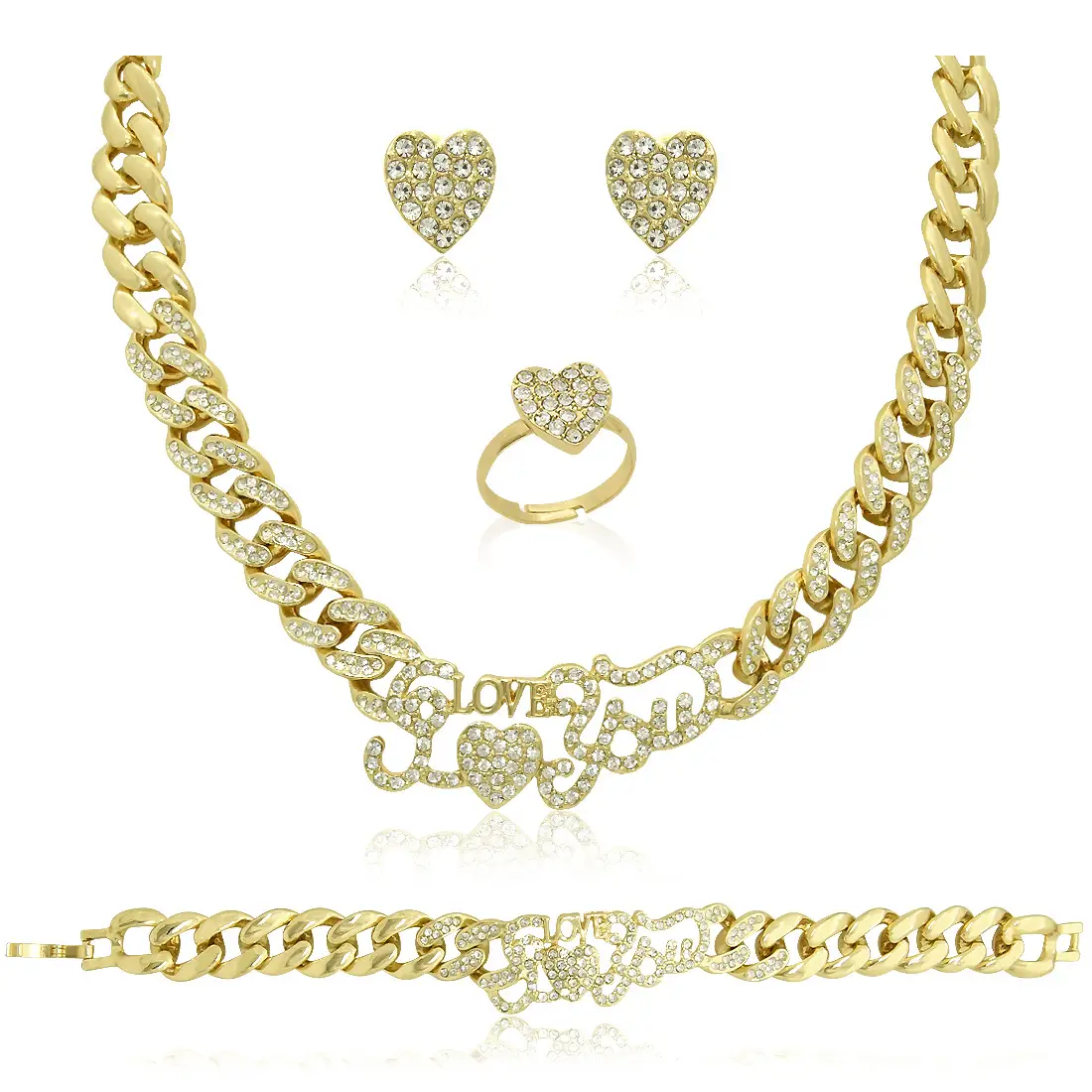 Gold Heart Chain Necklace Set for Women - Image 21