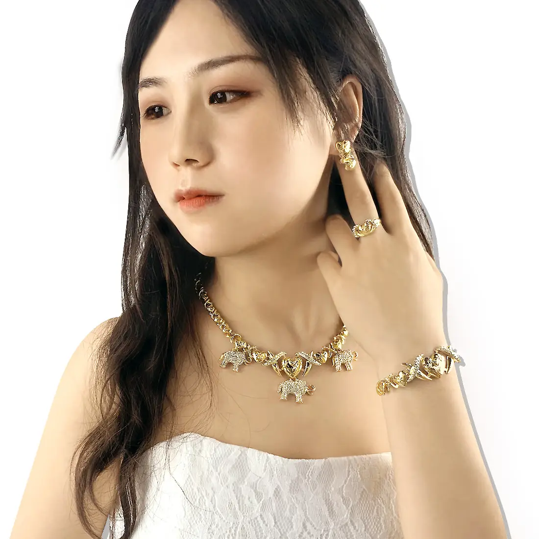 Gold Heart Chain Necklace Set for Women — feature 12