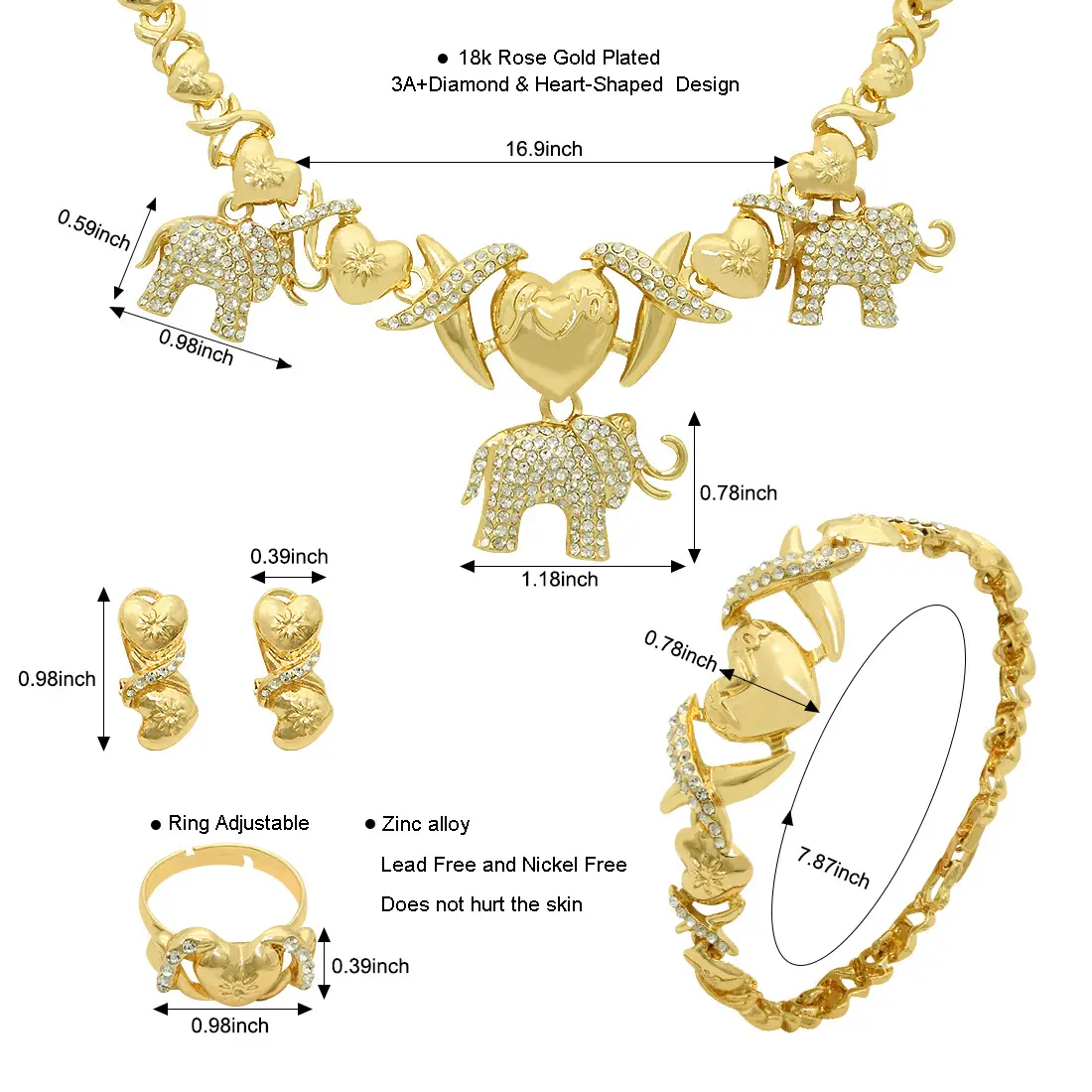 Gold Heart Chain Necklace Set for Women — feature 15