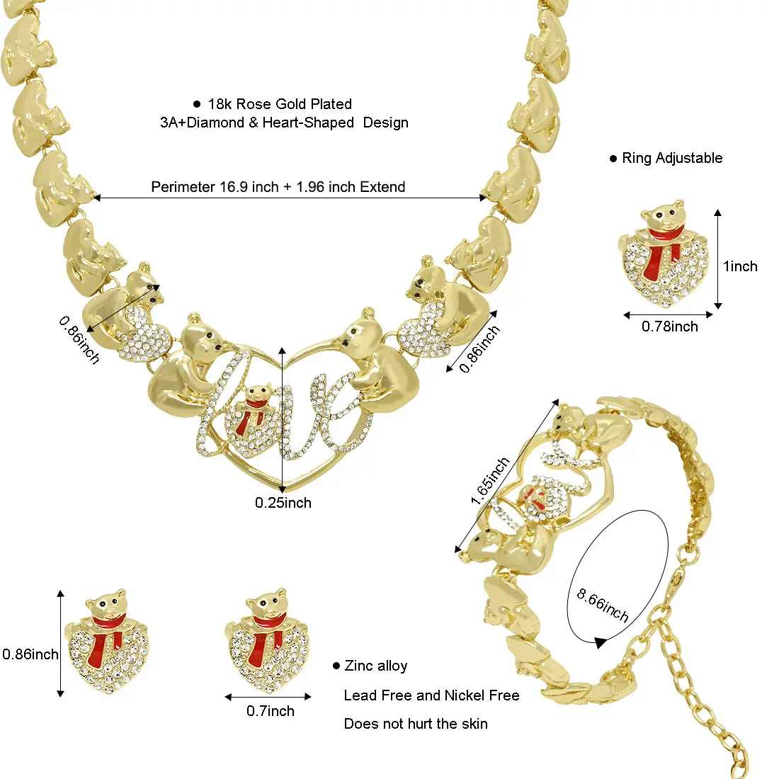 Gold Heart Chain Necklace Set for Women — feature 18