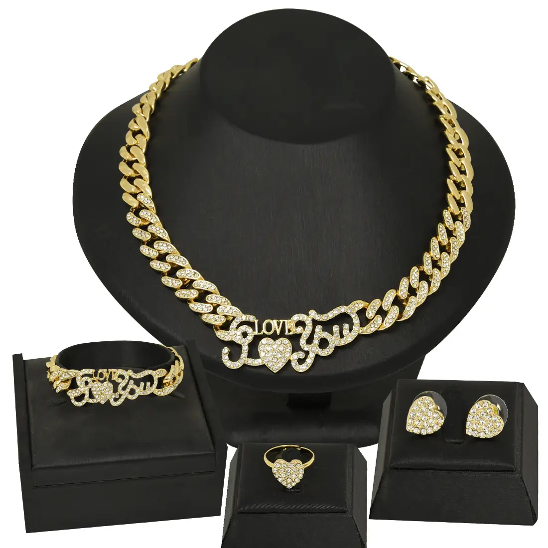 Gold Heart Chain Necklace Set for Women — feature 2