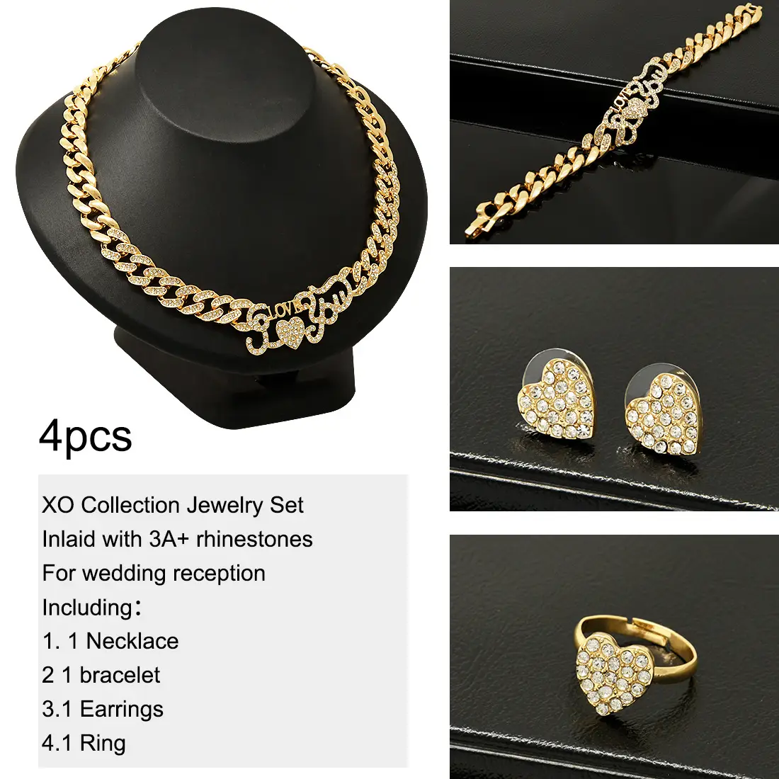 Gold Heart Chain Necklace Set for Women — feature 3