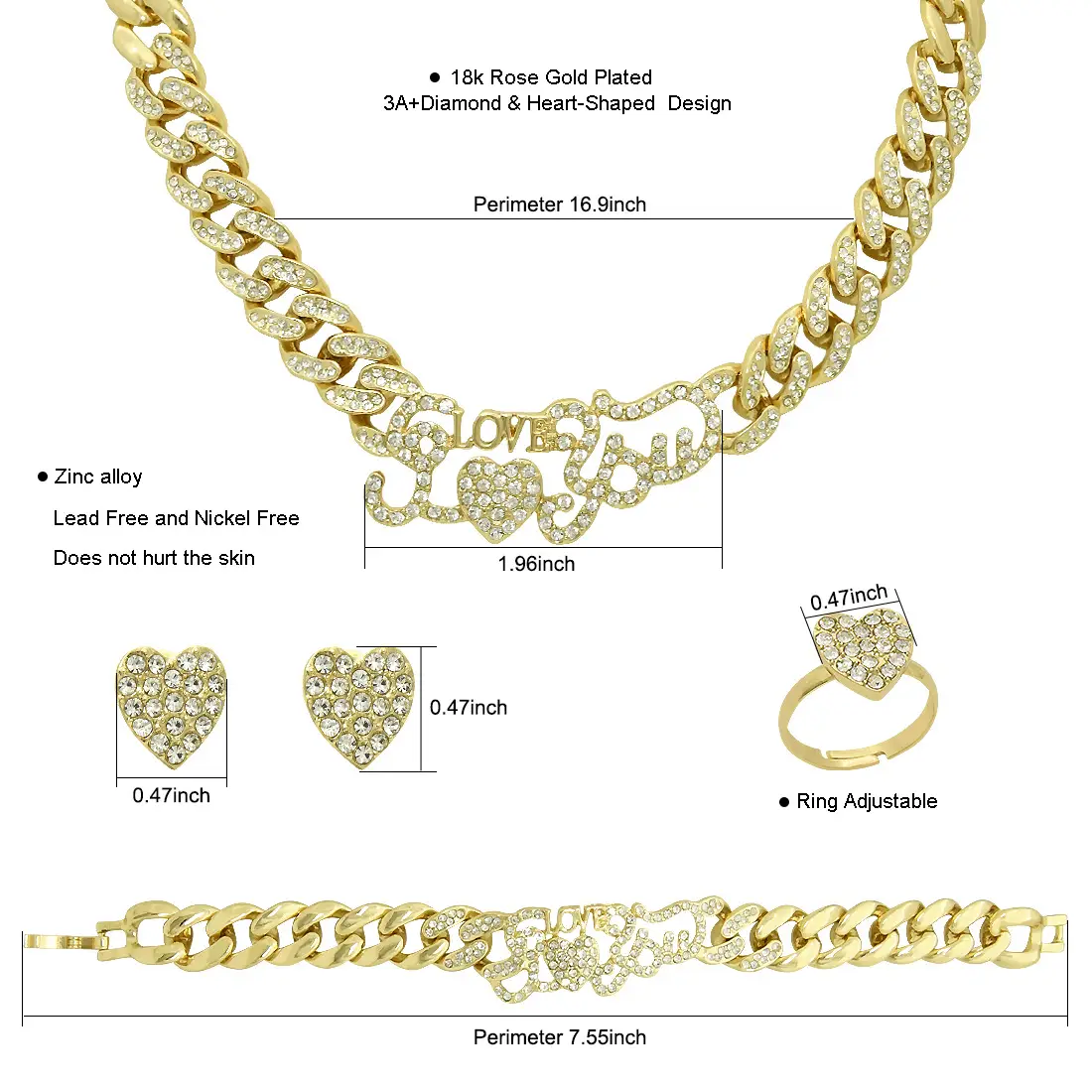 Gold Heart Chain Necklace Set for Women — feature 6
