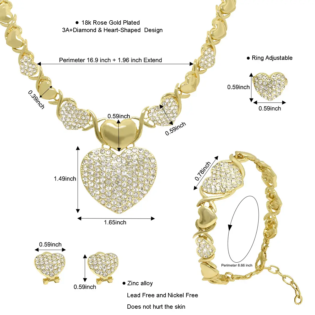 Gold Heart Chain Necklace Set for Women — feature 9