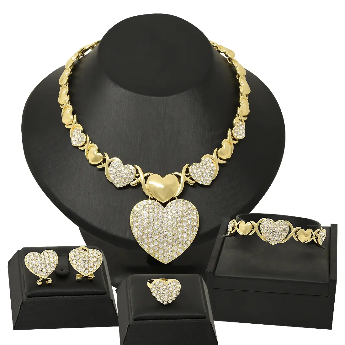 Gold Heart Chain Necklace Set for Women - Image 2