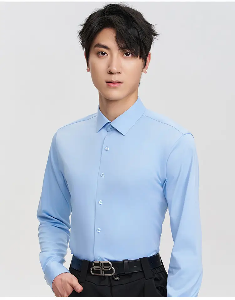 Men's Tencel Cotton Embroidered Shirt Burgundy Spring Autumn — feature 7