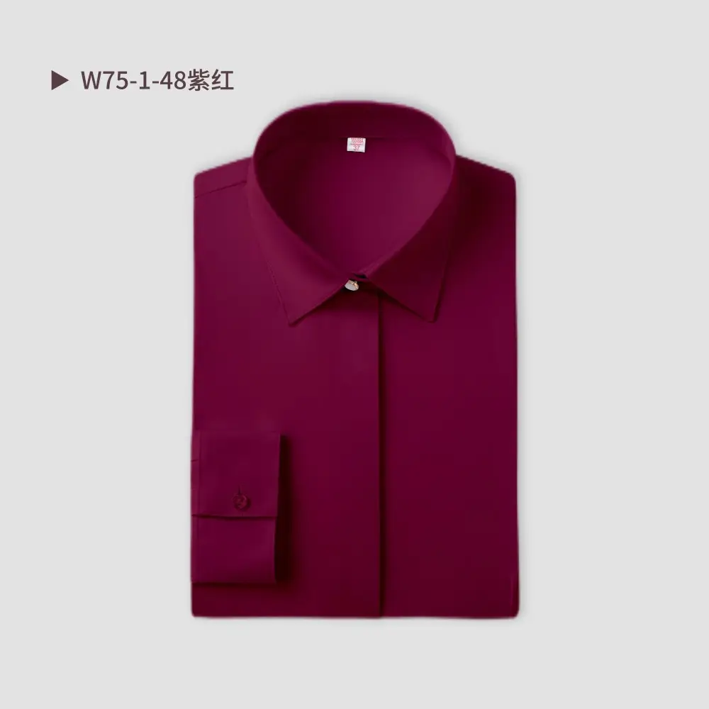 Men's Tencel Cotton Embroidered Shirt Burgundy Spring Autumn - Image 13