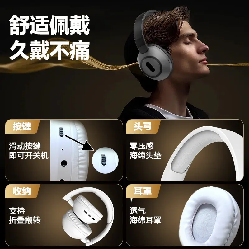 White Wireless Bluetooth Headset Ultra Long Battery - Image 4