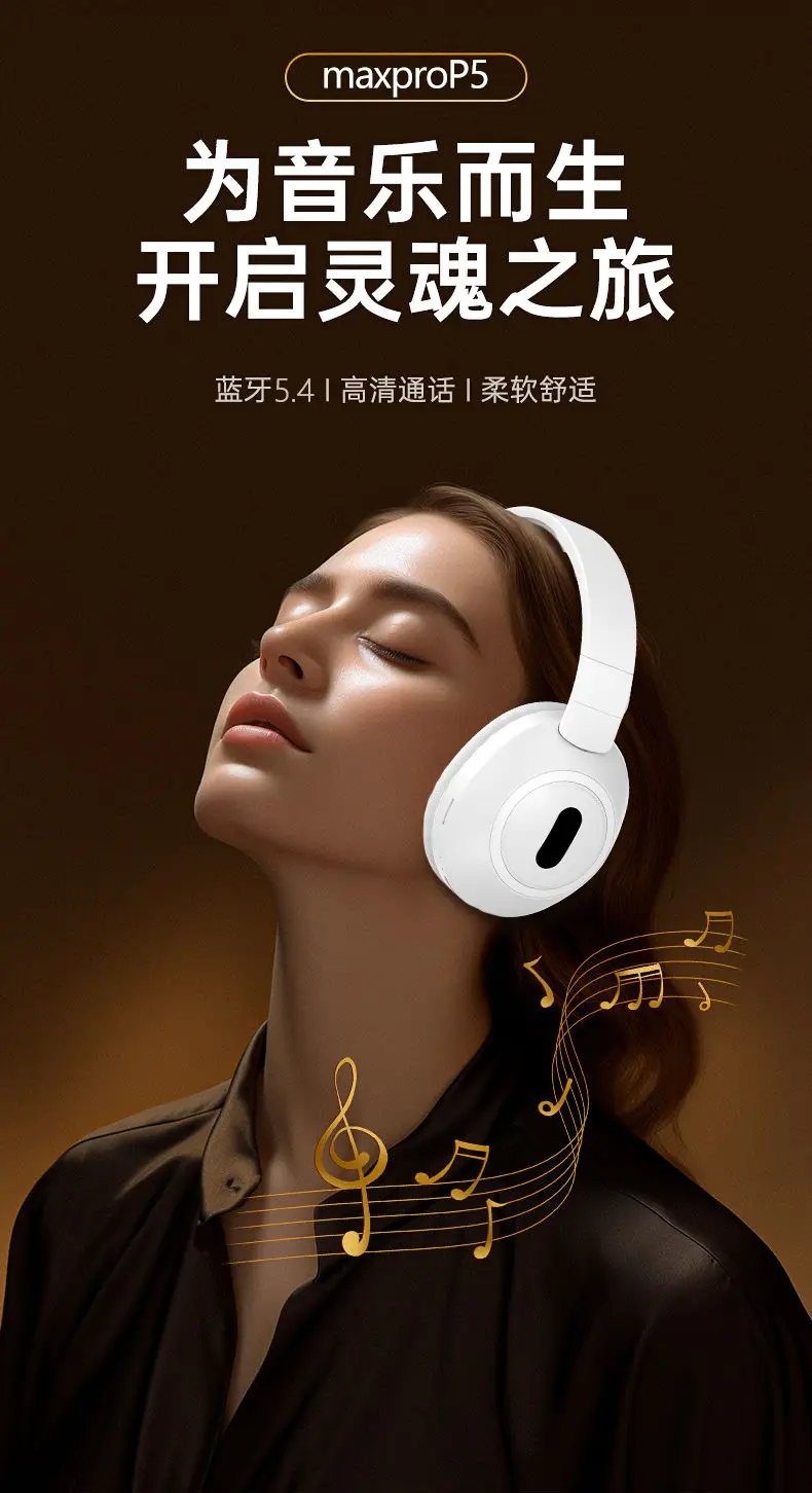 White Wireless Bluetooth Headset Ultra Long Battery β feature 3