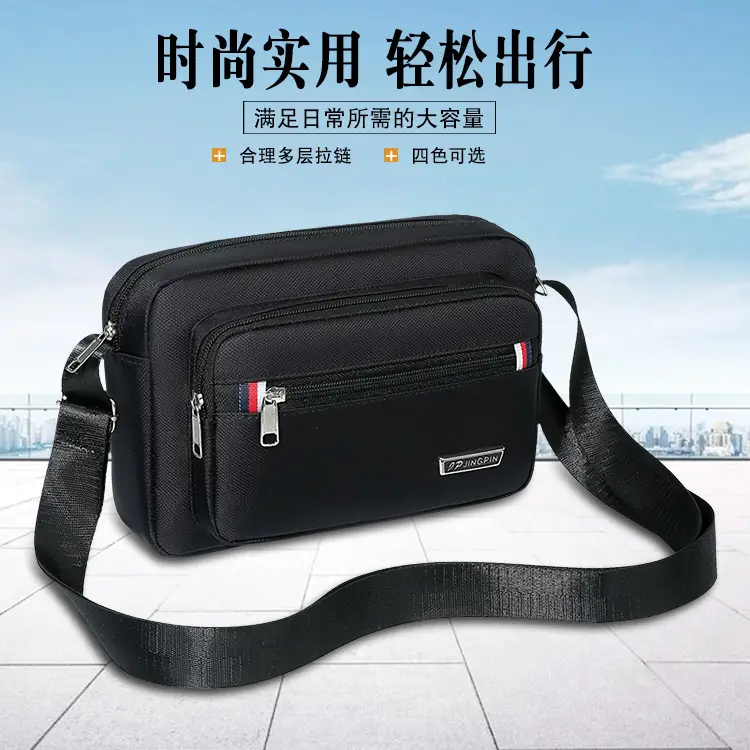 Men's Green Nylon Crossbody Bag with Zipper Pockets - Image 10