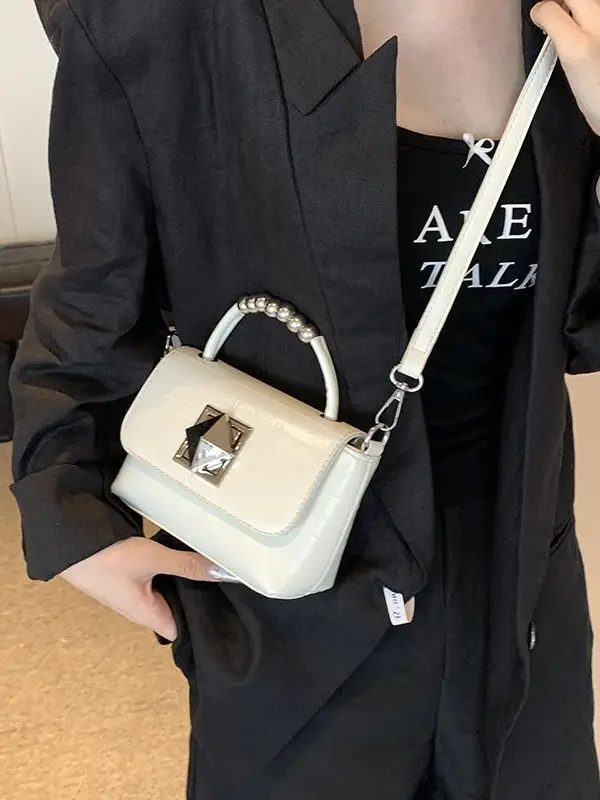 Textured Silver Square Shoulder Bag Women 2024 - Image 5