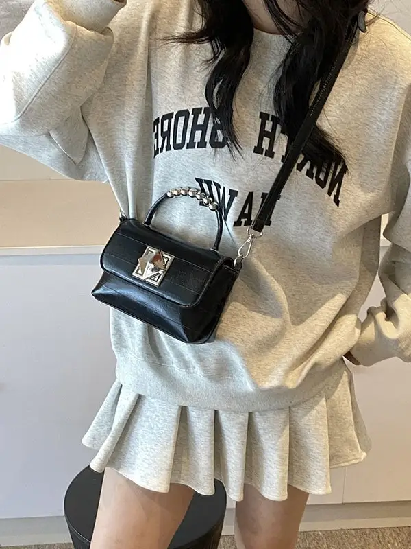 Textured Silver Square Shoulder Bag Women 2024 - Image 6