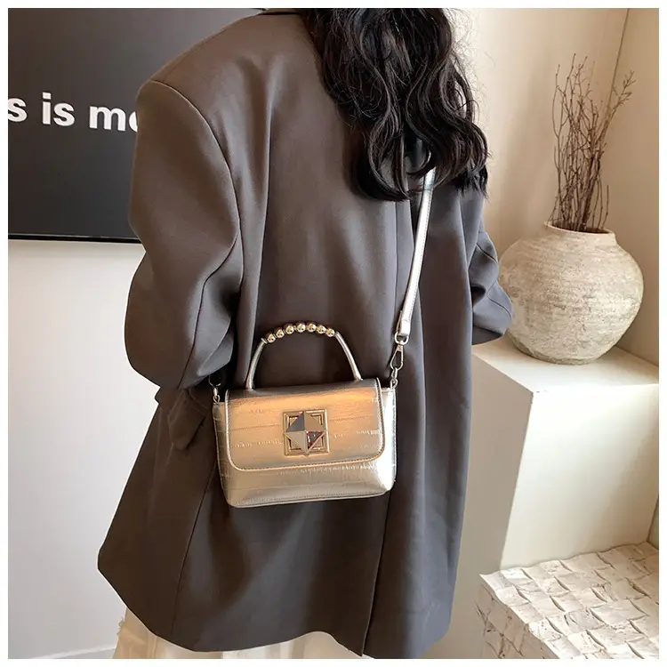 Textured Silver Square Shoulder Bag Women 2024 — feature 14
