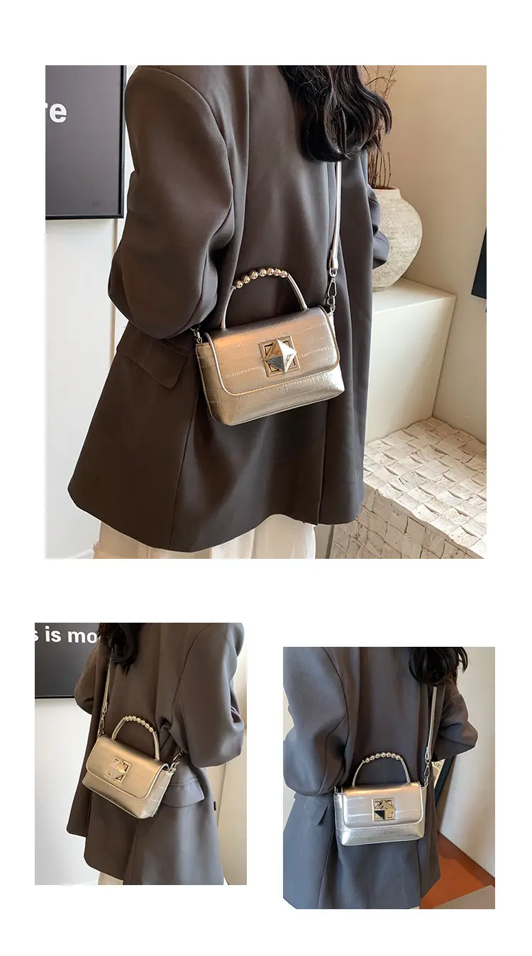 Textured Silver Square Shoulder Bag Women 2024 — feature 19