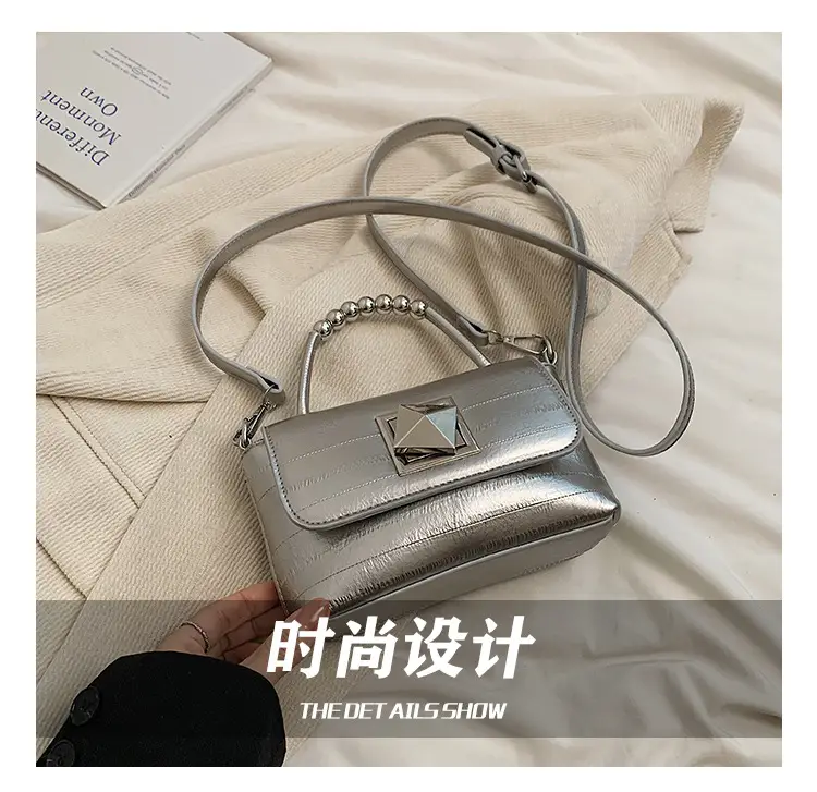 Textured Silver Square Shoulder Bag Women 2024 — feature 2