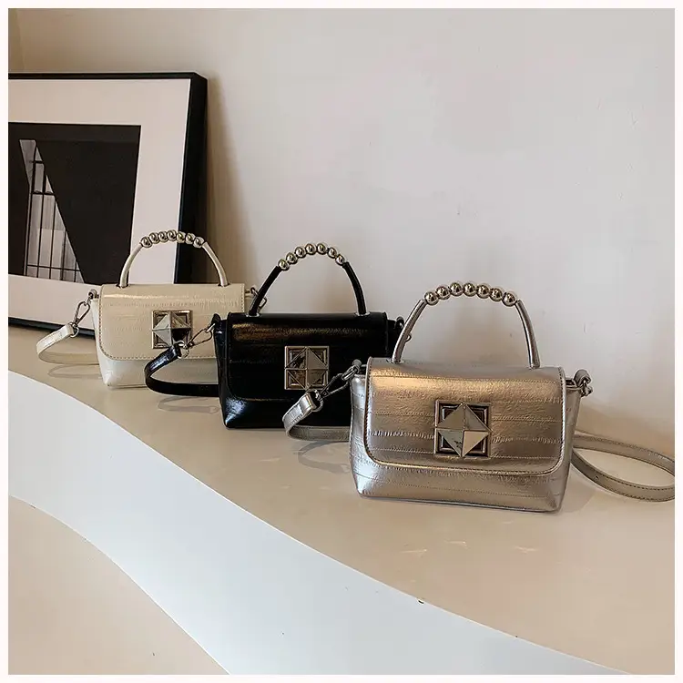 Textured Silver Square Shoulder Bag Women 2024 — feature 21