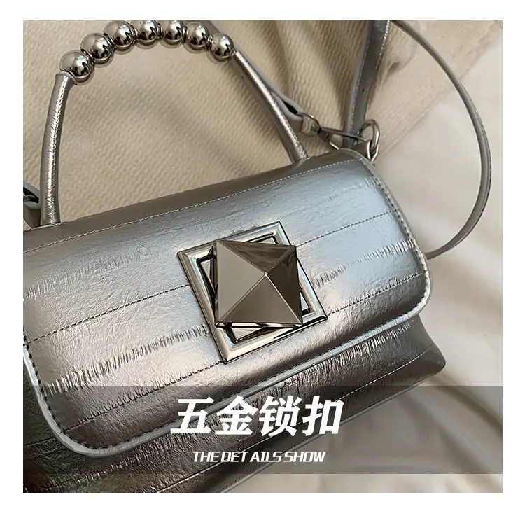 Textured Silver Square Shoulder Bag Women 2024 — feature 5