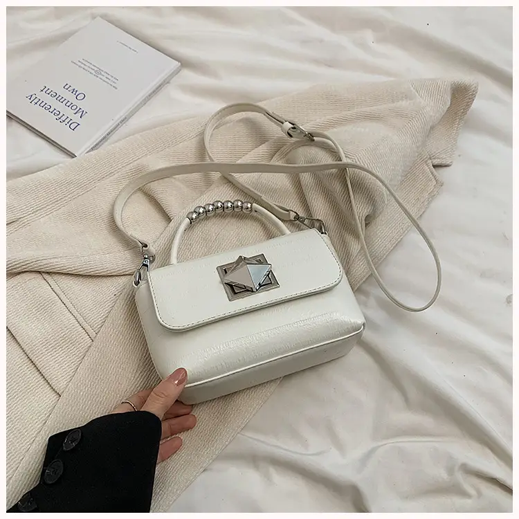 Textured Silver Square Shoulder Bag Women 2024 - Image 3