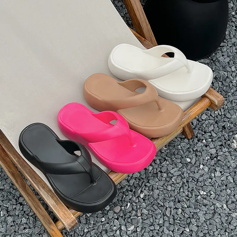 Thick Bottom Flip-Flops Women's Summer Fashion Outer Wear 2024 New High Height Beach Seaside Flip-Flops Women's High Heel