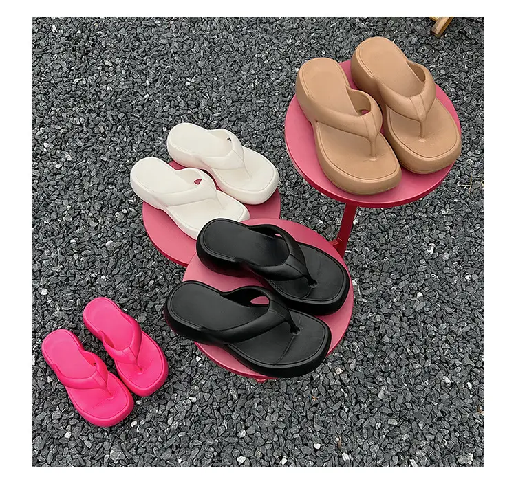 Thick Bottom Flip-Flops Women's Summer Fashion Outer Wear 2024 New High Height Beach Seaside Flip-Flops Women's High Heel — feature 15