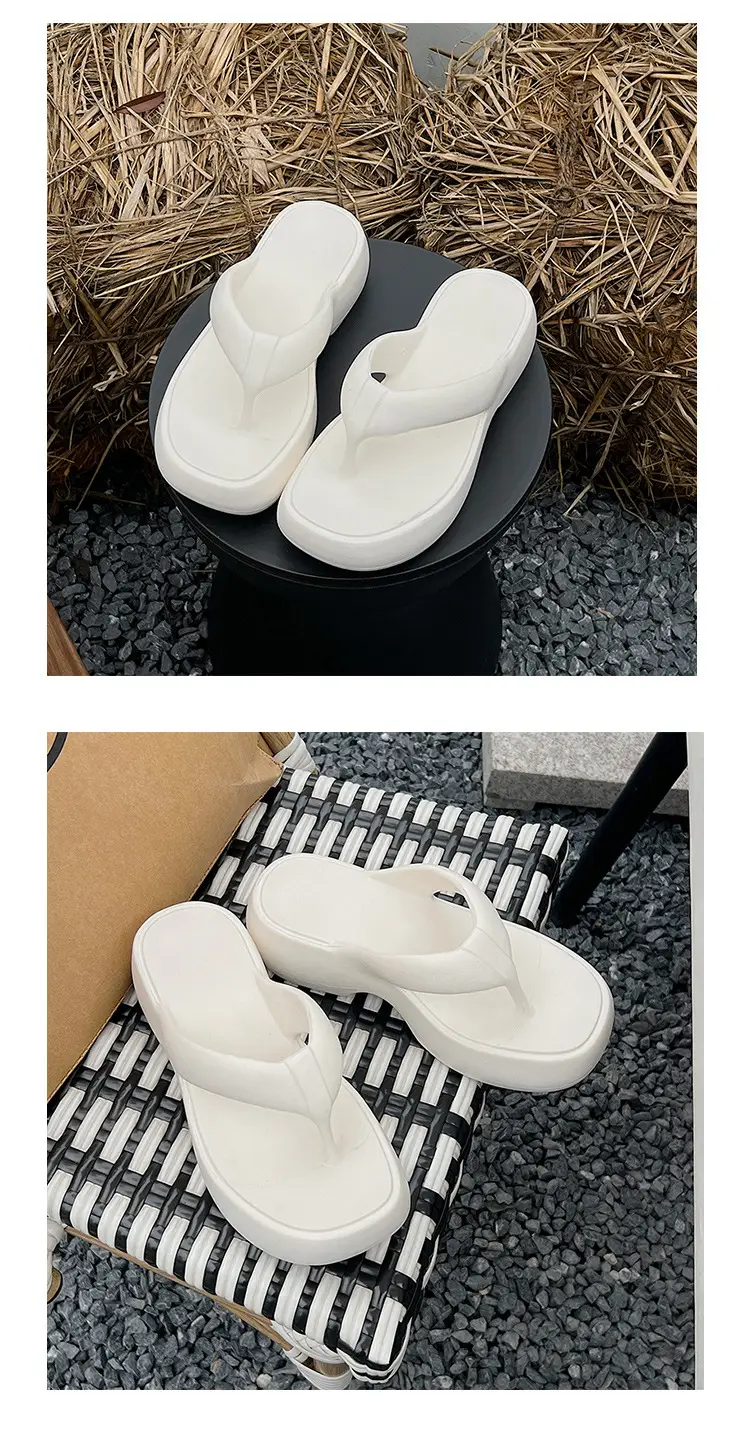 Thick Bottom Flip-Flops Women's Summer Fashion Outer Wear 2024 New High Height Beach Seaside Flip-Flops Women's High Heel — feature 16