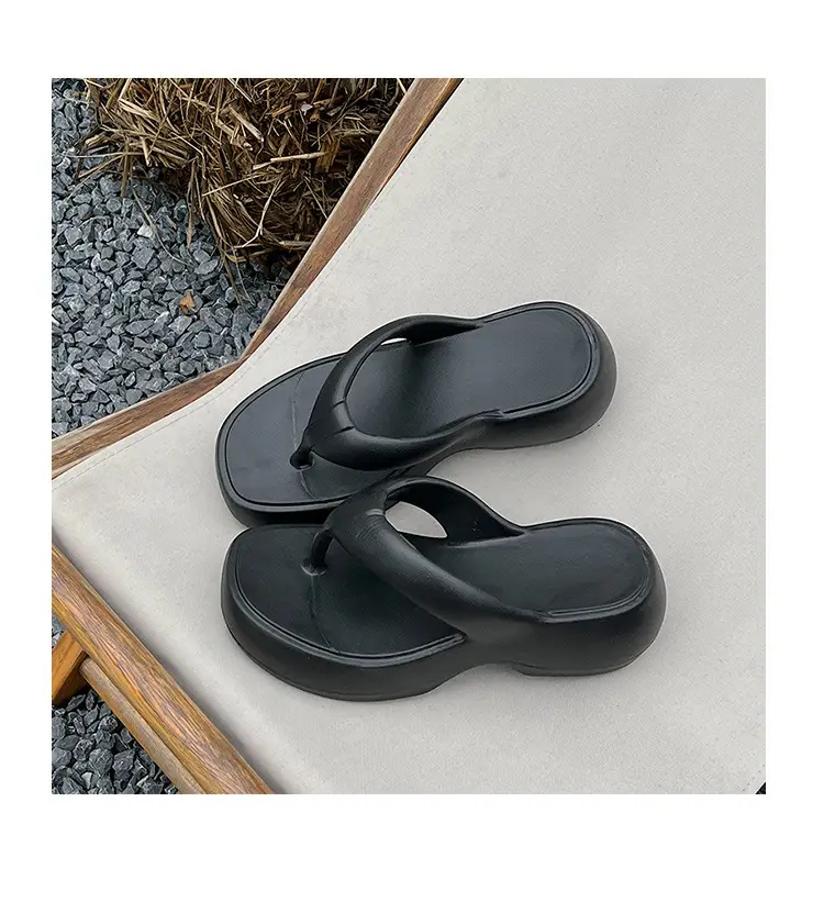 Thick Bottom Flip-Flops Women's Summer Fashion Outer Wear 2024 New High Height Beach Seaside Flip-Flops Women's High Heel — feature 18