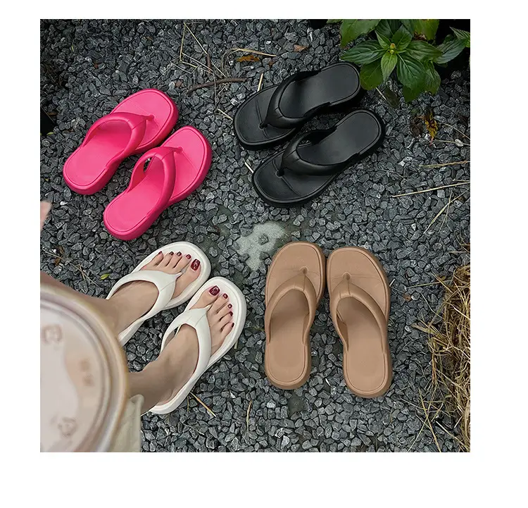Thick Bottom Flip-Flops Women's Summer Fashion Outer Wear 2024 New High Height Beach Seaside Flip-Flops Women's High Heel — feature 3