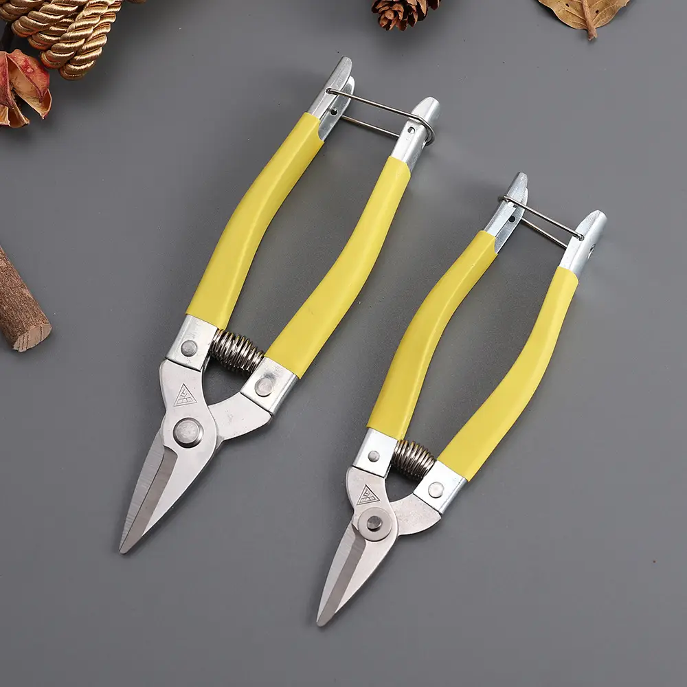 Luoding Fruit Shears Stainless Steel Branch Shears Non-slip Handle Pruning Shears Picking Fruit Shears Garden Scissors Size Yellow Shears - Image 4