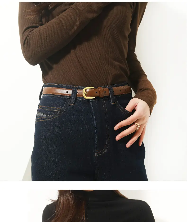 Women's Black Leather Belt for Suits & Jeans — feature 10