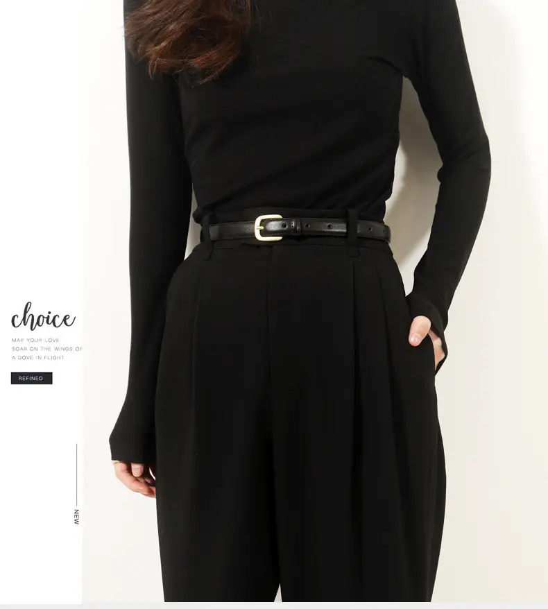 Women's Black Leather Belt for Suits & Jeans — feature 11