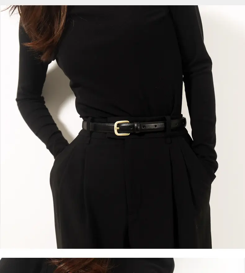 Women's Black Leather Belt for Suits & Jeans — feature 12