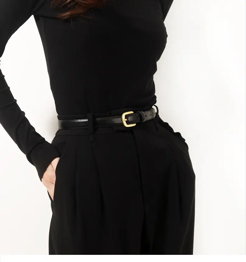 Women's Black Leather Belt for Suits & Jeans — feature 13
