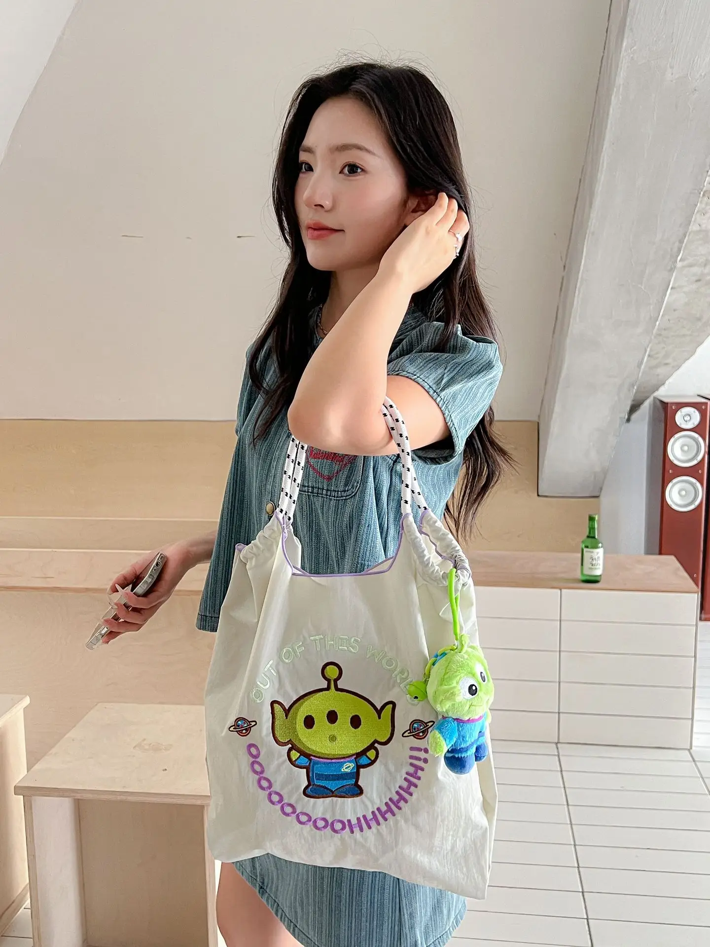 Cute Embroidered Canvas Tote Bag for Women - Image 5