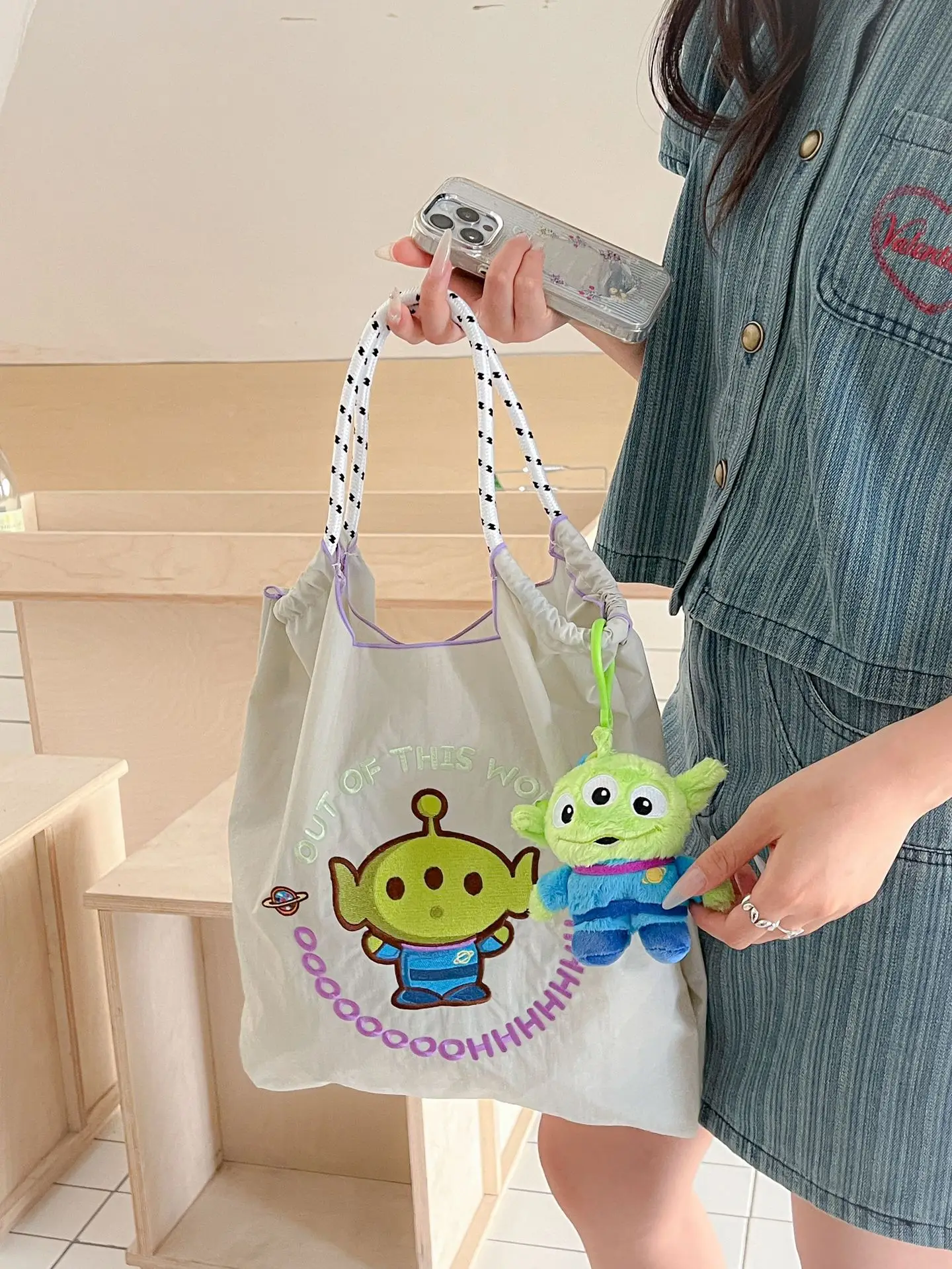 Cute Embroidered Canvas Tote Bag for Women - Image 6