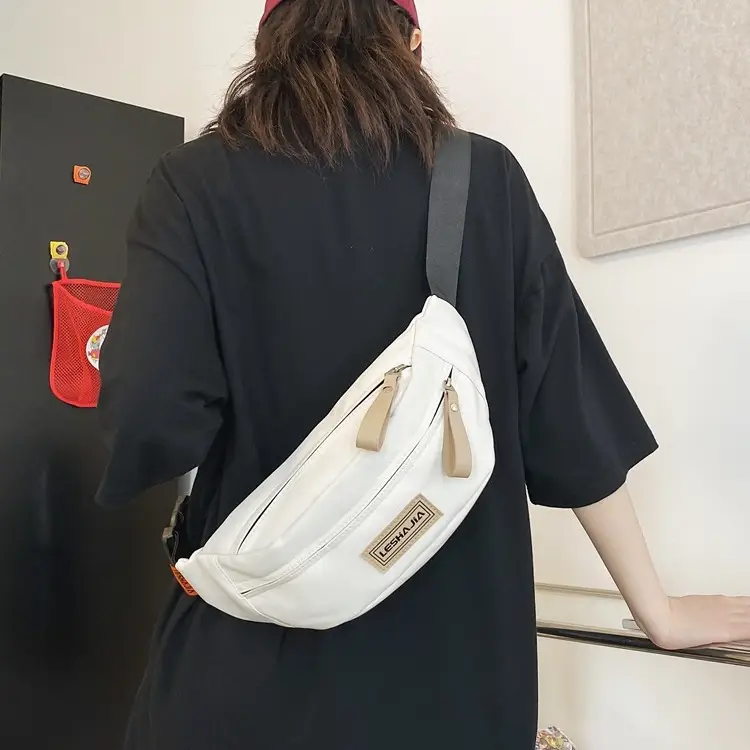 Women's Black Crossbody Shoulder Bag with Zipper Closure