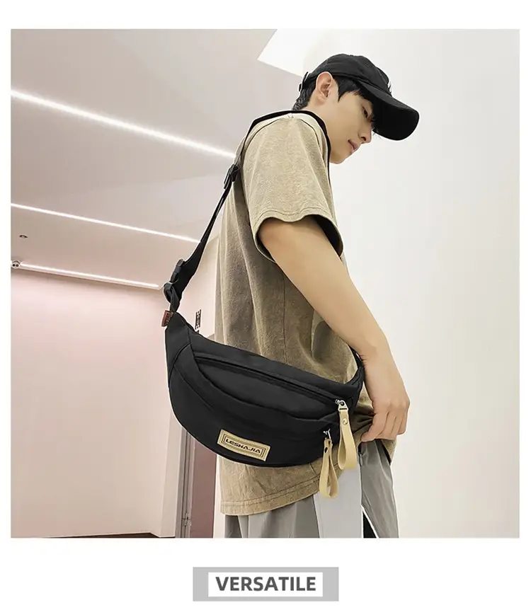 Women's Black Crossbody Shoulder Bag with Zipper Closure — feature 12