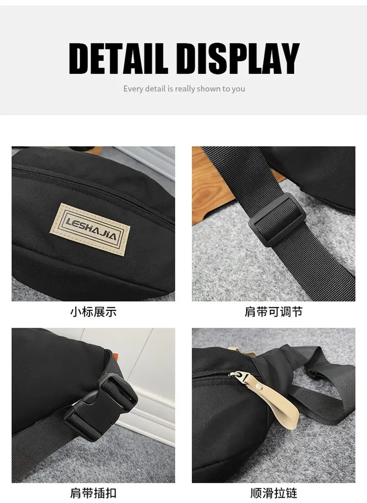 Women's Black Crossbody Shoulder Bag with Zipper Closure — feature 37